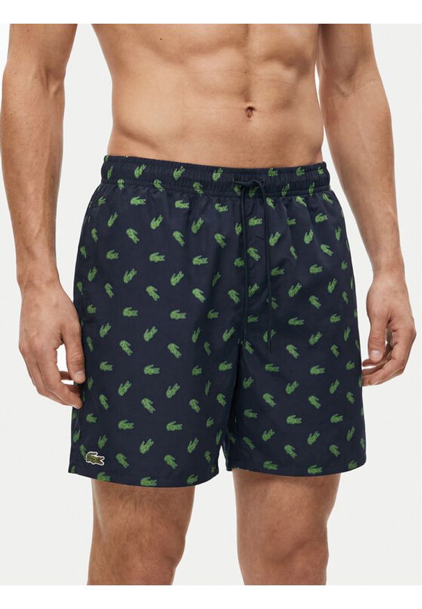 Lacoste Szorty kąpielowe MH1851 Granatowy Regular Fit. Kolor: niebieski. Materiał: syntetyk