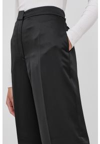 BOSS - Boss spodnie 50463711 damskie kolor czarny szerokie high waist. Stan: podwyższony. Kolor: czarny. Materiał: tkanina, materiał, włókno #5