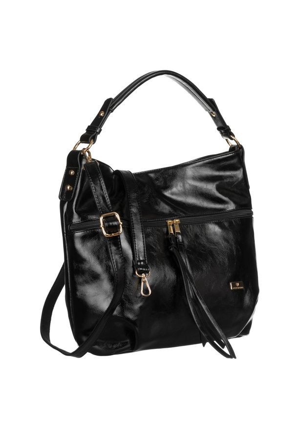 Shopperka czarna Peterson [DH] PTN CP204428 BLACK. Kolor: czarny. Wzór: gładki. Materiał: skórzane