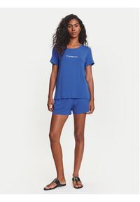 Emporio Armani T-Shirt EW000780 AF12192 UA012 Niebieski Regular Fit. Kolor: niebieski. Materiał: wiskoza #5