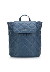 Wittchen - Damski plecak worek z geometrycznie pikowanej ekoskóry ciemnoniebieski. Kolor: niebieski. Materiał: skóra ekologiczna. Wzór: geometria. Styl: elegancki #1
