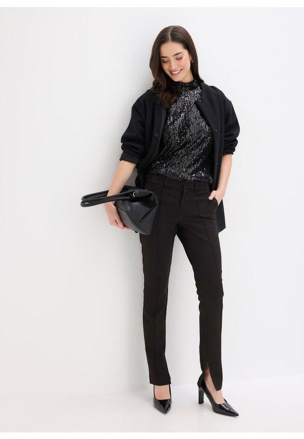 bonprix - Top z cekinami. Kolor: czarny