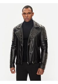 Serge Pariente Kurtka skórzana Studer Czarny Slim Fit. Kolor: czarny. Materiał: skóra
