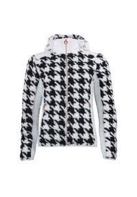 PEAK MOUNTAIN - Kaptur polar z zippem, dwumateriałowy, z naszywką na piersi dla kobiet Peak Moun. Typ kołnierza: kaptur. Kolor: biały. Materiał: polar. Wzór: aplikacja #1