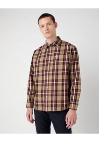 Wrangler - WRANGLER 1 PKT SHIRT MĘSKA KOSZULA W KRATE Z DŁUGIM RĘKAWEM KRATA LEAD GREY W5D61EM24. Długość rękawa: długi rękaw. Długość: długie