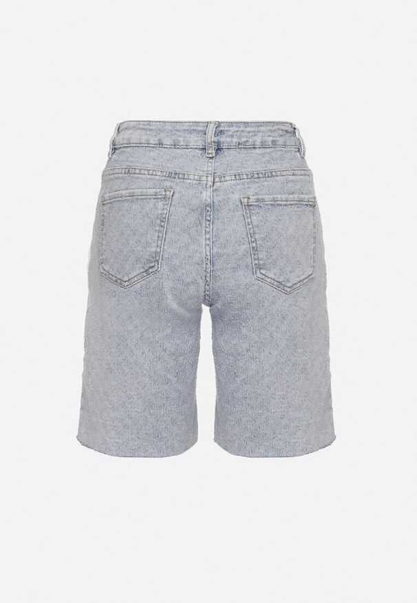 Born2be - Jasnoniebieskie Szorty Jeansowe z Wysokim Stanem z Bawełny przed Kolano Neliyana. Okazja: na co dzień. Stan: podwyższony. Kolor: niebieski. Materiał: jeans, bawełna. Styl: casual, klasyczny