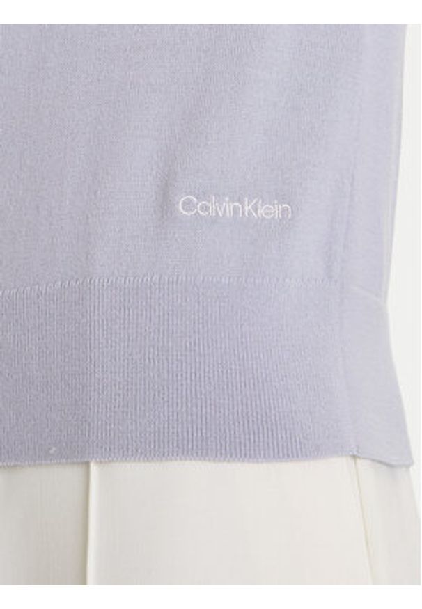 Calvin Klein Sweter LV044A305G Błękitny Regular Fit. Kolor: niebieski. Materiał: syntetyk
