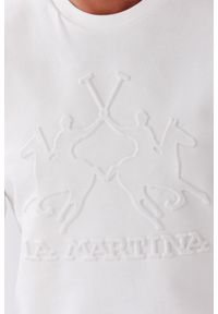 La Martina - LA MARTINA Biała bluza męska z tłoczonym logo. Kolor: biały. Długość rękawa: długi rękaw
