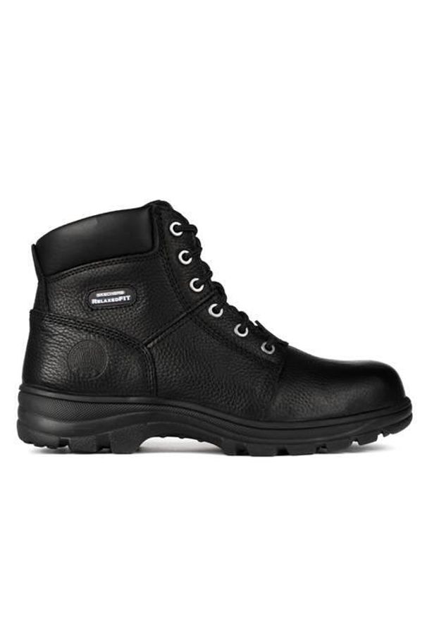 skechers - Buty do chodzenia męskie Skechers Workshire. Zapięcie: sznurówki. Kolor: czarny. Materiał: materiał, syntetyk. Szerokość cholewki: normalna. Sport: turystyka piesza