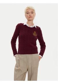 Lauren Ralph Lauren - LAUREN RALPH LAUREN Sweter 200962263002 Bordowy Slim Fit. Kolor: czerwony. Materiał: bawełna #1