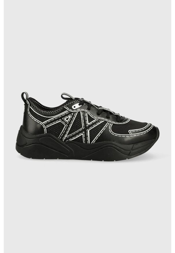 Armani Exchange sneakersy XDX039.XV406.00002 kolor czarny. Nosek buta: okrągły. Zapięcie: sznurówki. Kolor: czarny. Materiał: materiał. Obcas: na platformie