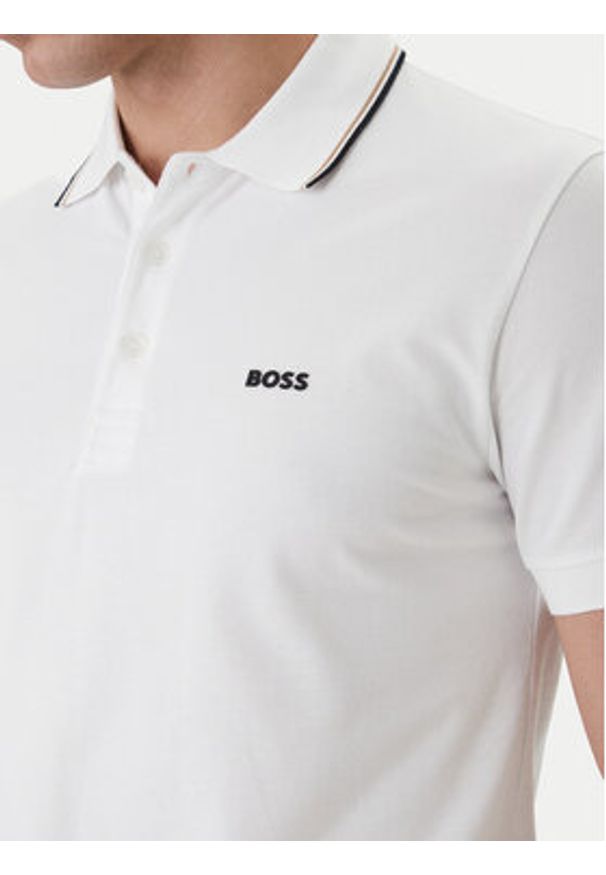 BOSS Polo Birdie Paule 50559365 Biały Slim Fit. Typ kołnierza: polo. Kolor: biały. Materiał: bawełna