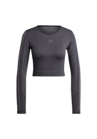 Adidas - Koszulka Knit Long Sleeve. Kolor: czarny, szary, wielokolorowy. Materiał: materiał. Długość rękawa: długi rękaw. Długość: krótkie. Sport: fitness