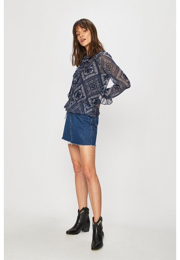 Levi's® - Levi's - Spódnica. Okazja: na spotkanie biznesowe. Stan: podwyższony. Kolor: niebieski. Materiał: denim, materiał, tkanina. Wzór: gładki. Styl: biznesowy