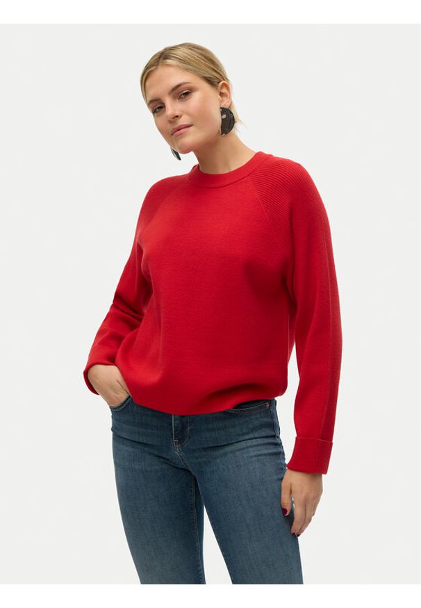 Vero Moda Sweter Gold 10315516 Czerwony Regular Fit. Kolor: czerwony. Materiał: wiskoza, syntetyk