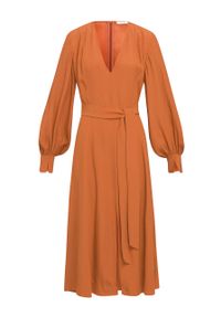 IVY & OAK - Ivy Oak Sukienka Dionne kolor brązowy midi rozkloszowana. Kolor: brązowy. Materiał: materiał. Długość rękawa: długi rękaw. Typ sukienki: rozkloszowane. Długość: midi #2