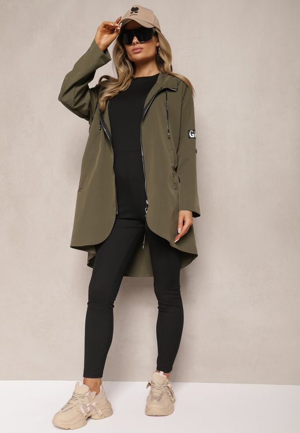Renee - Ciemnozielona Kurtka Wiatrówka Oversize Palishe. Kolor: zielony. Długość rękawa: długi rękaw. Długość: długie. Styl: elegancki