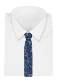 Krawat Męski - Alties - Odcienie Niebieskiego i Granatu, Duży Wzór. Kolor: niebieski. Materiał: tkanina. Styl: elegancki, wizytowy