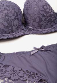 Renee - Fioletowy Koronkowy Komplet Majtki Figi i Biustonosz Eziselle. Kolor: fioletowy. Materiał: koronka. Wzór: koronka #2