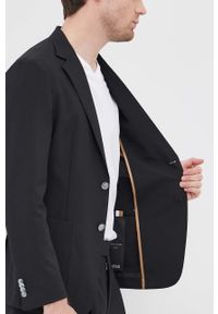 BOSS - Boss garnitur z domieszką wełny męska kolor czarny gładka. Kolor: czarny. Materiał: wełna. Wzór: gładki #4