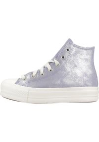 Converse - Kapcie CONVERSE Chuck Taylor All Star Lift Platform Suede Shimmer Hi Fioletowy. Kolor: fioletowy. Materiał: tkanina, skóra. Obcas: na platformie
