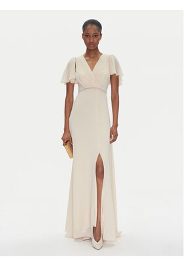 Rinascimento Sukienka wieczorowa CFC0122466003 Beżowy Regular Fit. Kolor: beżowy. Materiał: syntetyk. Styl: wizytowy