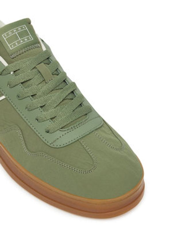 Tommy Jeans Sneakersy The Greenwich Mix Media EM0EM01586 Zielony. Kolor: zielony. Materiał: skóra
