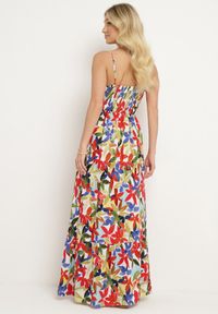 Born2be - Biało-Czerwona Wiskozowa Sukienka na Ramiączkach z Kopertowym Dekoltem i Gumką w Talii z Tiamalen. Okazja: na co dzień, na imprezę. Typ kołnierza: dekolt kopertowy. Kolor: biały. Materiał: wiskoza. Długość rękawa: na ramiączkach. Wzór: aplikacja. Typ sukienki: kopertowe. Styl: casual, klasyczny, elegancki, wizytowy #7