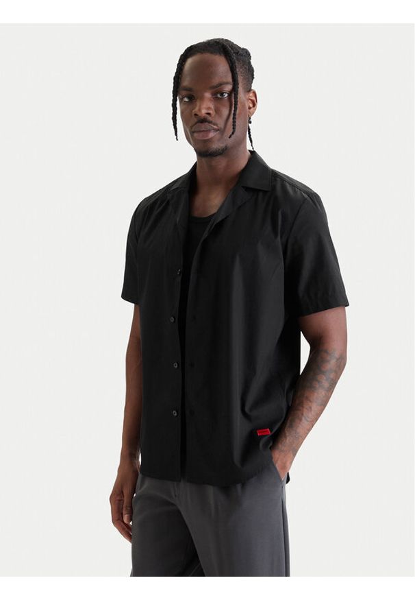 Hugo - HUGO Koszula Ellino 50560584 Czarny Relaxed Fit. Kolor: czarny. Materiał: bawełna