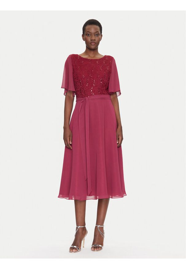 Swing Sukienka koktajlowa 5AI02500 Bordowy Regular Fit. Kolor: czerwony. Materiał: syntetyk. Styl: wizytowy