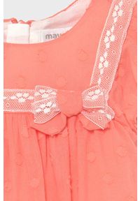 Mayoral Newborn - Sukienka dziecięca. Kolor: pomarańczowy. Materiał: tkanina, bawełna, poliamid, elastan. Długość rękawa: krótki rękaw. Wzór: gładki. Typ sukienki: rozkloszowane. Długość: mini #3