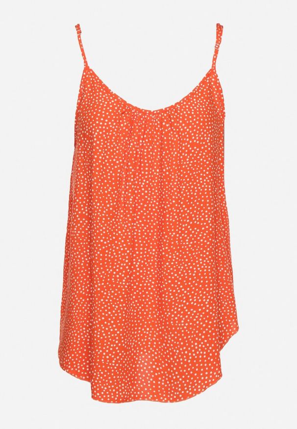 Born2be - Pomarańczowy Bawełniany Top w Kropki Naphea. Okazja: na co dzień. Kolor: pomarańczowy. Materiał: bawełna. Długość rękawa: na ramiączkach. Wzór: kropki. Styl: casual