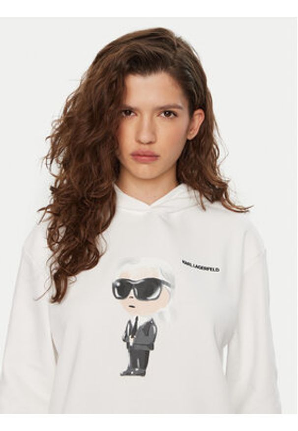 Karl Lagerfeld - KARL LAGERFELD Bluza A1W20083 Biały Regular Fit. Typ kołnierza: dekolt w karo. Kolor: biały. Materiał: bawełna