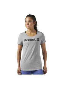Koszulka sportowa damska Reebok Linear Read. Kolor: szary. Długość rękawa: krótki rękaw. Długość: krótkie