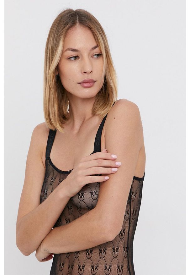 Pinko Body kolor czarny koronkowe gładki. Kolor: czarny. Materiał: koronka. Wzór: gładki