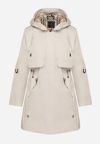 Born2be - Beżowa Kurtka Parka z Kapturem ze Wzorem w Kratę i Podpinanymi Rękawami Gavaria. Okazja: na co dzień, na spotkanie biznesowe. Typ kołnierza: kaptur. Kolor: beżowy. Materiał: jeans. Styl: biznesowy, casual, elegancki, klasyczny #2