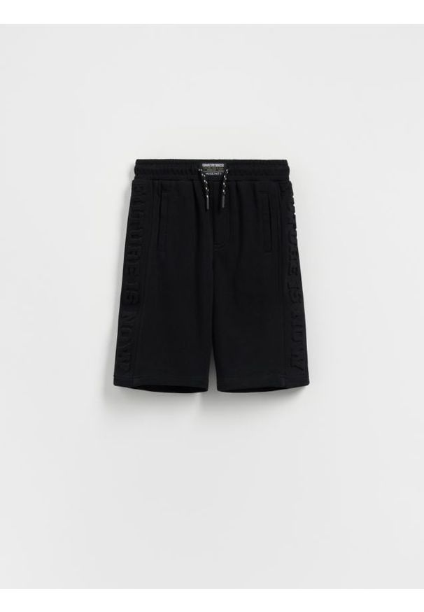 Reserved - Bawełniane szorty dresowe - czarny. Kolor: czarny. Materiał: dresówka, bawełna