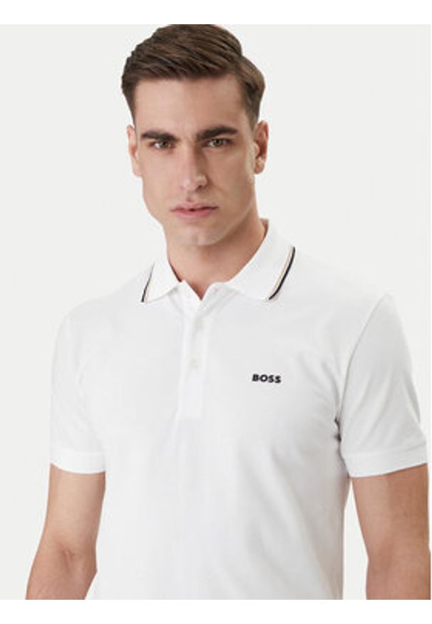 BOSS Polo Birdie Paule 50559365 Biały Slim Fit. Typ kołnierza: polo. Kolor: biały. Materiał: bawełna