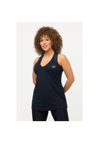 ULLA POPKEN - Damskie Top funkcyjny szybkoschnący dekolt w szpic bez rękawów. Kolekcja: plus size. Kolor: niebieski. Materiał: poliester, elastan, materiał. Długość rękawa: bez rękawów #1