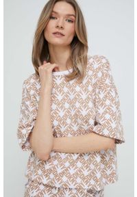 DKNY - Dkny t-shirt lounge kolor beżowy. Kolor: beżowy. Długość rękawa: krótki rękaw. Długość: krótkie #1