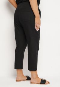 Born2be - Czarne Spodnie z Bawełny ze Sznurkami Izeleina. Okazja: na co dzień. Kolor: czarny. Materiał: bawełna. Styl: casual #3