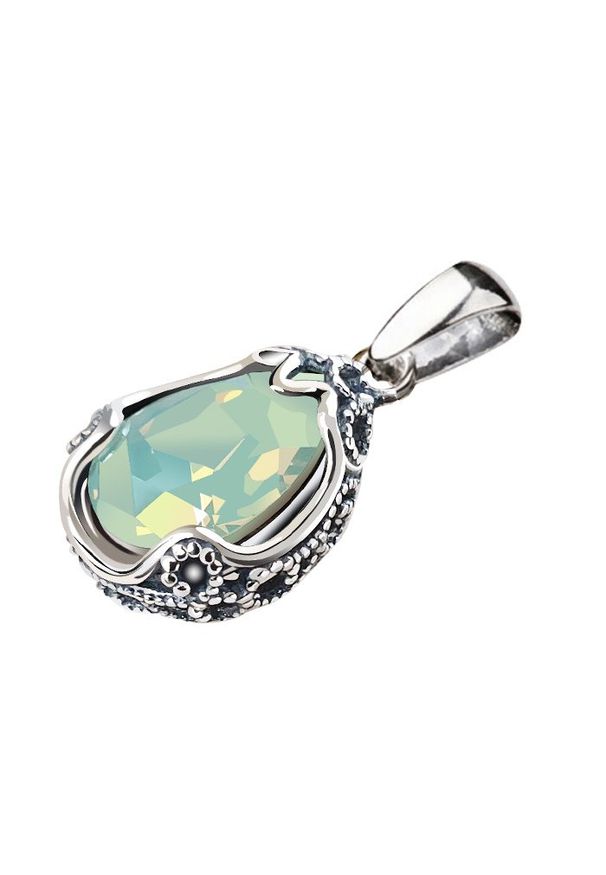 Polcarat Design - Wisiorek srebrny z kryształem Swarovski W 2084. Materiał: srebrne. Kolor: srebrny. Wzór: aplikacja. Kamień szlachetny: kryształ