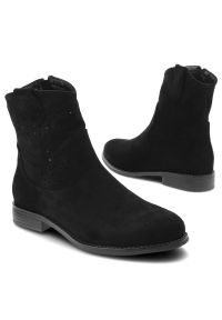 Czarne Botki S.Barski Stylowe Ażurowe Obuwie Damskie. Okazja: na co dzień. Kolor: czarny. Materiał: materiał. Wzór: ażurowy. Obcas: na obcasie. Styl: elegancki. Wysokość obcasa: niski #7