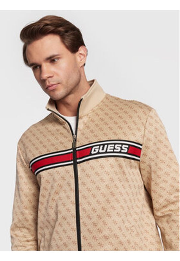 Guess Bluza Korbin Z2BQ06 FL04Q Beżowy Regular Fit. Kolor: beżowy. Materiał: syntetyk, bawełna
