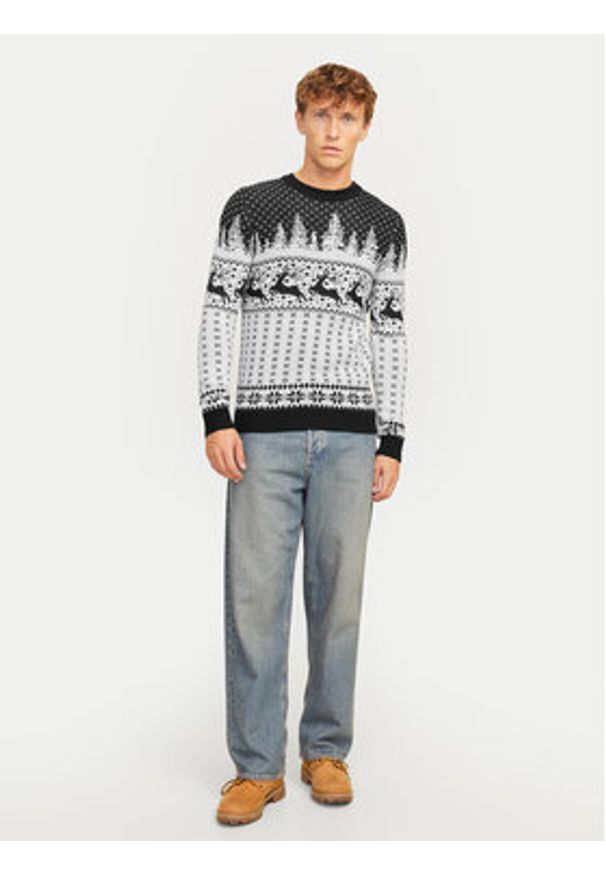 Jack & Jones Sweter Xmas Gabriel 12266118 Szary Regular Fit. Kolor: szary. Materiał: syntetyk