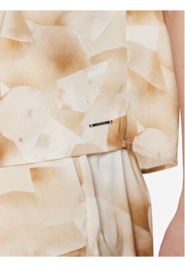 Calvin Klein Bluzka K20K206888 Beżowy Regular Fit. Kolor: beżowy. Materiał: syntetyk