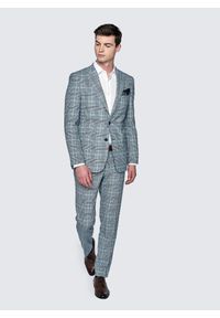 Pako Lorente - PAKO LORENTE – Niebieska marynarka garniturowa w kratę. Okazja: na wesele, na ślub cywilny. Kolor: niebieski. Styl: boho #3