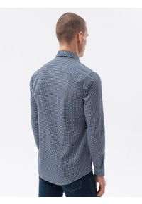 Ombre Clothing - Koszula męska z długim rękawem REGULAR FIT - granatowa K614 - XXL. Okazja: na spotkanie biznesowe, do pracy, na co dzień. Kolor: niebieski. Materiał: elastan, poliester, bawełna. Długość rękawa: długi rękaw. Długość: długie. Styl: biznesowy, casual, klasyczny #5