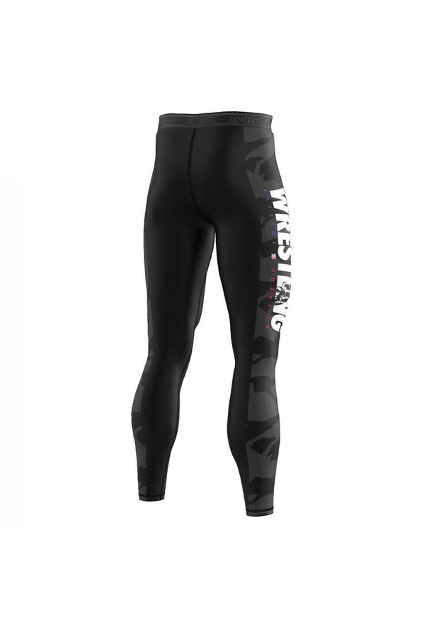 Legginsy sportowe męskie EXTREME HOBBY BOLD WRESTLING. Kolor: czarny. Materiał: poliester, elastan