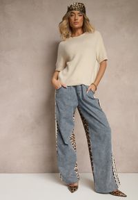Renee - Beżowy Sweter o Fasonie T-shirtu z Wełną Dannirae. Okazja: na co dzień. Kolor: beżowy. Materiał: wełna. Długość rękawa: krótki rękaw. Długość: krótkie. Styl: elegancki, casual #5